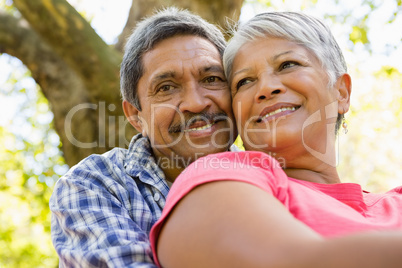 Senior couple sitting in garden