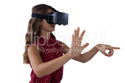 Teenage girl using virtual reality headset