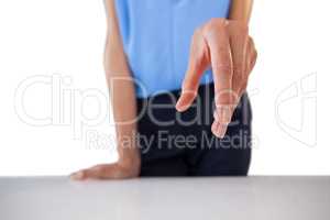 Close up of businesswoman gesturing over table