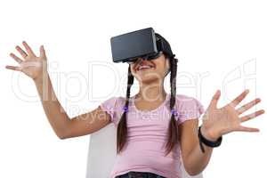 Girl using virtual reality headset