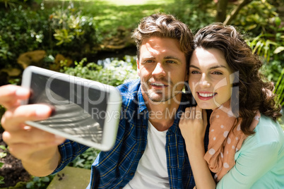 Couple taking selfie from mobile phone