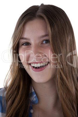 Smiling girl against white background