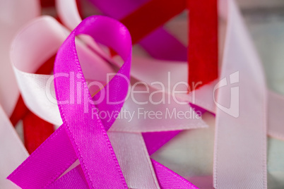 Close-up of Cancer Awareness ribbons