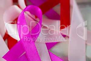 Close-up of Cancer Awareness ribbons