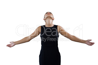 Businesswoman with arms outstretched