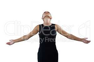 Businesswoman with arms outstretched