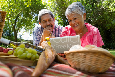 Senior couple using digital tablet