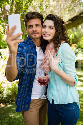 Couple taking selfie from mobile phone