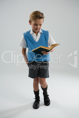 Schoolboy reading book