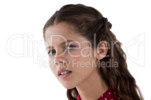 Teenage girl against white background