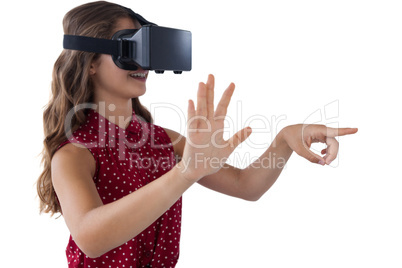 Teenage girl using virtual reality headset