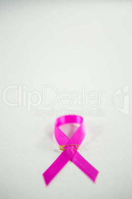 Close-up of pink Breast Cancer Awareness ribbon