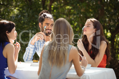 Group of friends having lunch