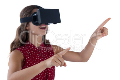 Teenage girl using virtual reality headset