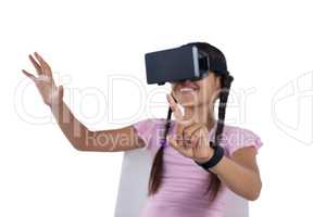 Girl using virtual reality headset