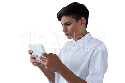 Boy using digital tablet