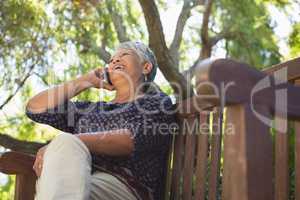 Senior woman talking on mobile phone