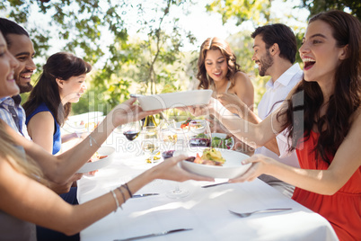 Group of friends having lunch