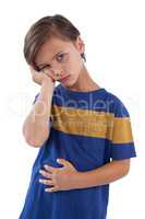 Cute boy having an stomach pain