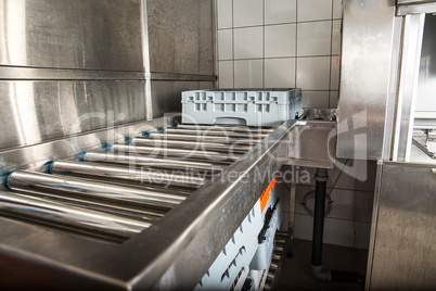 Professional kitchen, view counter in steel