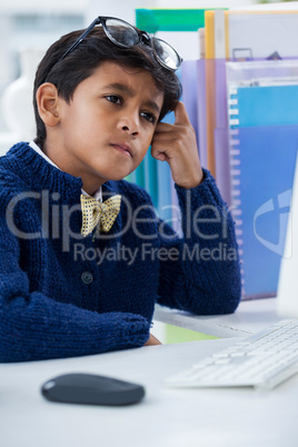 Close up of thoughtful businessman looking away