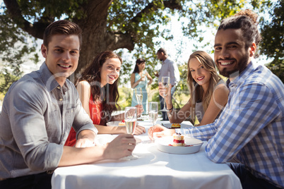 Group of friends toasting champagne glasses