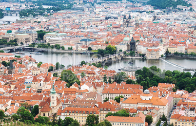 Aerial view of Prague old town