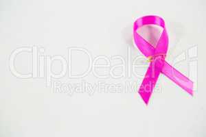 High angle view of pink Breast Cancer ribbon