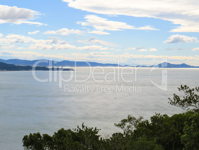 Panoramic view of the bay and sky with clouds