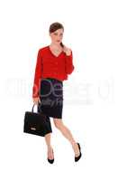 Business woman with black purse.