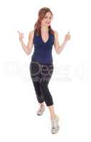 Exercise woman with her thump up.