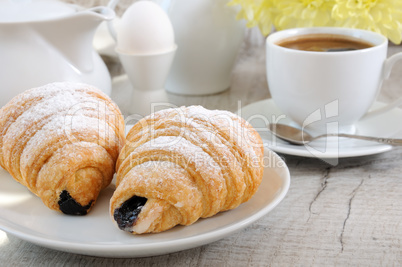 Morning coffee cup croissant