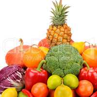 fruits and vegetables isolated on white