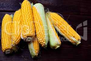 Pile of fresh corn cobs