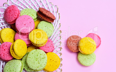 Multicolored cakes of almond flour