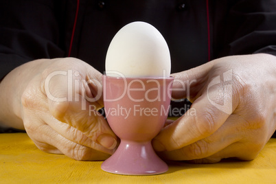 Boiled egg in the holder