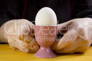 Boiled egg in the holder