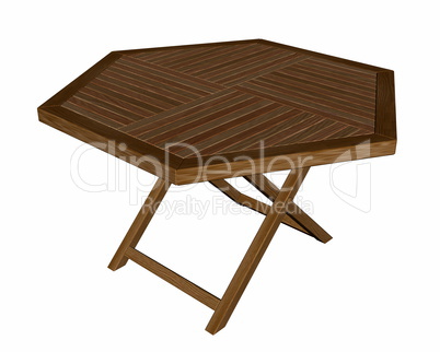 Wooden folding table - 3D render