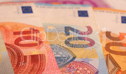 Euro notes close up