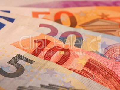 Euro notes close up