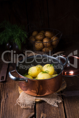 fresh boiled young potatoes with butter