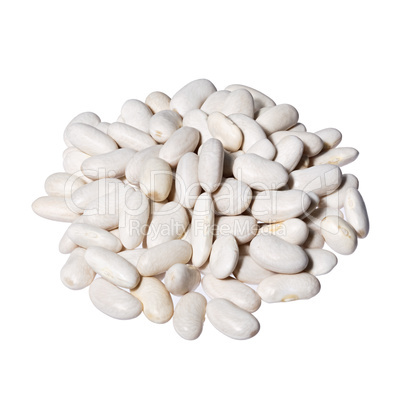 White kidney beans top view close up isolated on white backgroun