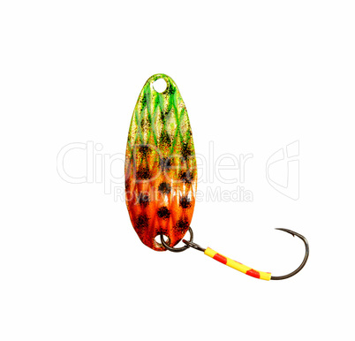 Fishing lure over white.
