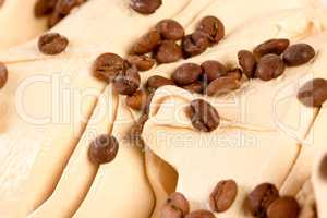 Delicious ice-cream with coffee beans.