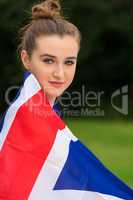 Teenage Girl Female Young Woman Wrapped in Union Jack Flag