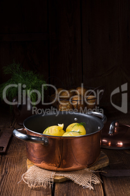 fresh boiled young potatoes with butter