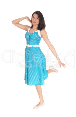Beautiful Hispanic woman in blue dress. Beautiful Hispanic woman in blue dress.