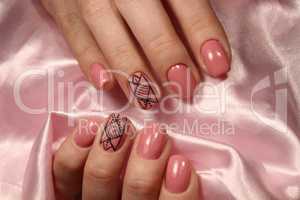 Manicure design of pastel color geometry