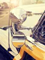 Rear mirror of a vintage car