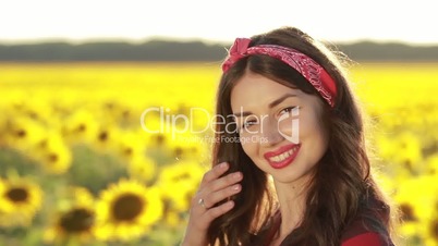 Lovely lady posing and smiling in nature